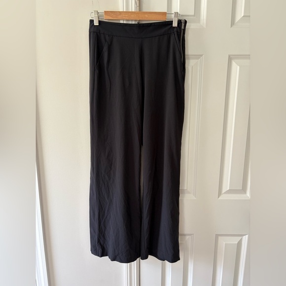 Athleta Gramercy Wide Leg Button Track Trouser Pants Black - Picture 7 of 14